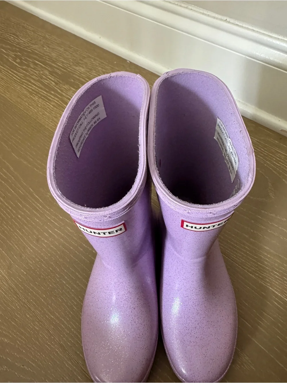 Hunter Lavender Glitter Kids Rain Boots